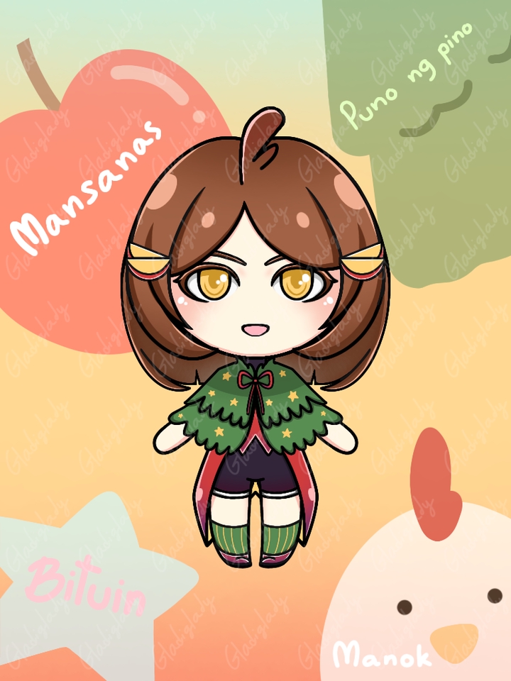 ใช้ 4 อย่าง ในการสร้างตัวละครได้แก่ แอปเปิล, ต้นสน, ดาว และ ไก่