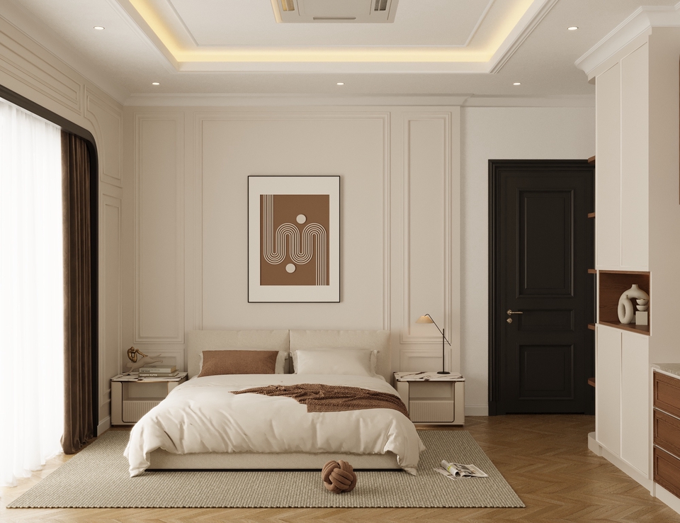 รับออกแบบตกแต่งภายในห้องนอนสไตล์โมเดิร์น พร้อมเฟอร์นิเจอร์สวยงาม เตียงนอน โคมไฟ ภาพตกแต่งผนัง หรูหรา เรียบง่าย รับออกแบบบ้าน รับออกแบบภายใน renovate condo ตกแต่งภายในบ้าน สวยงาม ราคาถูก ตกแต่งห้องนอน ออกแบบบ้าน