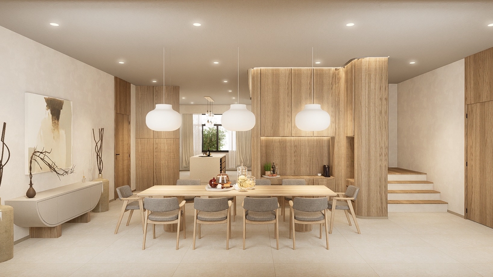 ออกแบบตกแต่งภายในสไตล์มินิมอล โทนอบอุ่น พร้อมเขียนแบบก่อสร้างจริง สำหรับบ้านพักอาศัย