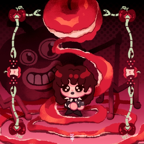 วาดภาพประกอบดิจิตอล เพ้นท์ภาพเด็กน่ารัก สีแดง