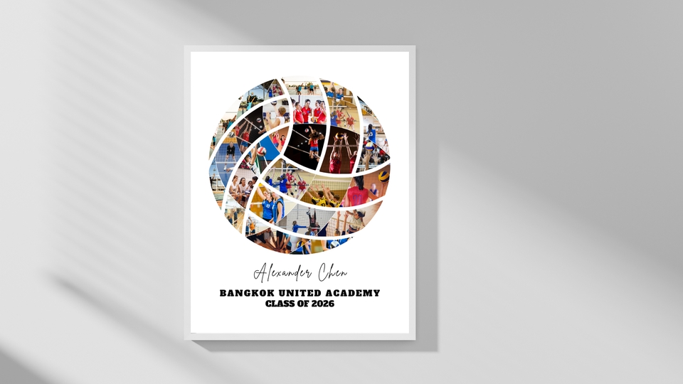 อื่นๆ - รับออกแบบ Photo Collage ภาพตัดปะรูปทรงลูกวอลเลย์บอล / ของที่ระลึกทีมกีฬา สไตล์ Minimalist - 9