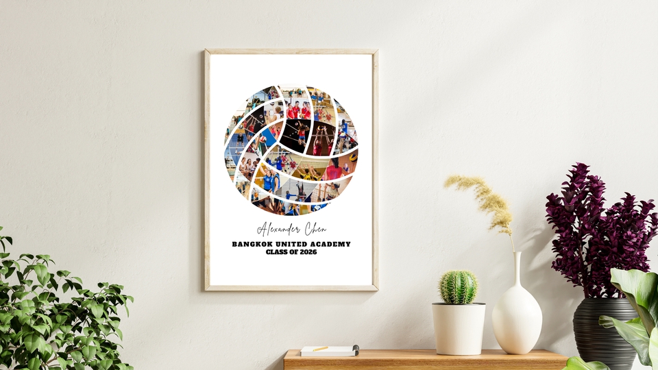 อื่นๆ - รับออกแบบ Photo Collage ภาพตัดปะรูปทรงลูกวอลเลย์บอล / ของที่ระลึกทีมกีฬา สไตล์ Minimalist - 7