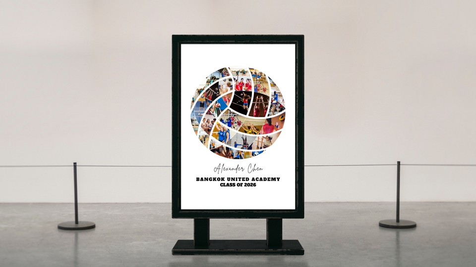 อื่นๆ - รับออกแบบ Photo Collage ภาพตัดปะรูปทรงลูกวอลเลย์บอล / ของที่ระลึกทีมกีฬา สไตล์ Minimalist - 5