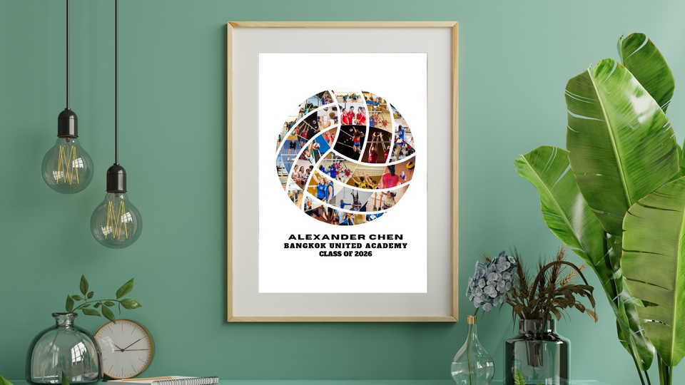 อื่นๆ - รับออกแบบ Photo Collage ภาพตัดปะรูปทรงลูกวอลเลย์บอล / ของที่ระลึกทีมกีฬา สไตล์ Minimalist - 8