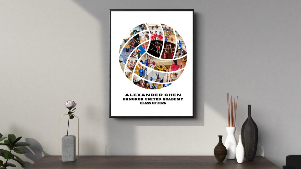 อื่นๆ - รับออกแบบ Photo Collage ภาพตัดปะรูปทรงลูกวอลเลย์บอล / ของที่ระลึกทีมกีฬา สไตล์ Minimalist - 3