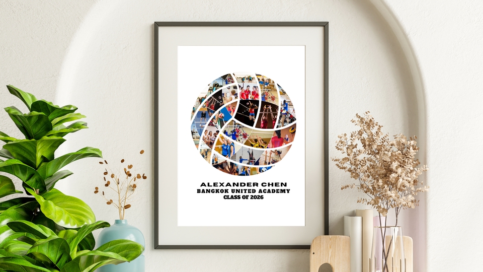 อื่นๆ - รับออกแบบ Photo Collage ภาพตัดปะรูปทรงลูกวอลเลย์บอล / ของที่ระลึกทีมกีฬา สไตล์ Minimalist - 6