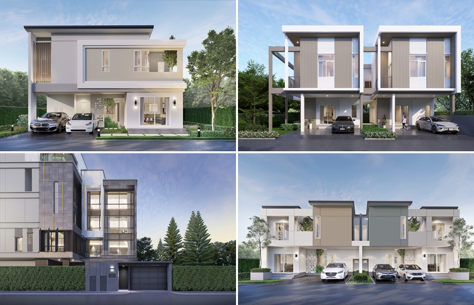 ออกแบบบ้าน3มิติ perspective รับทำภาพ3D โมเดลบ้านสวย