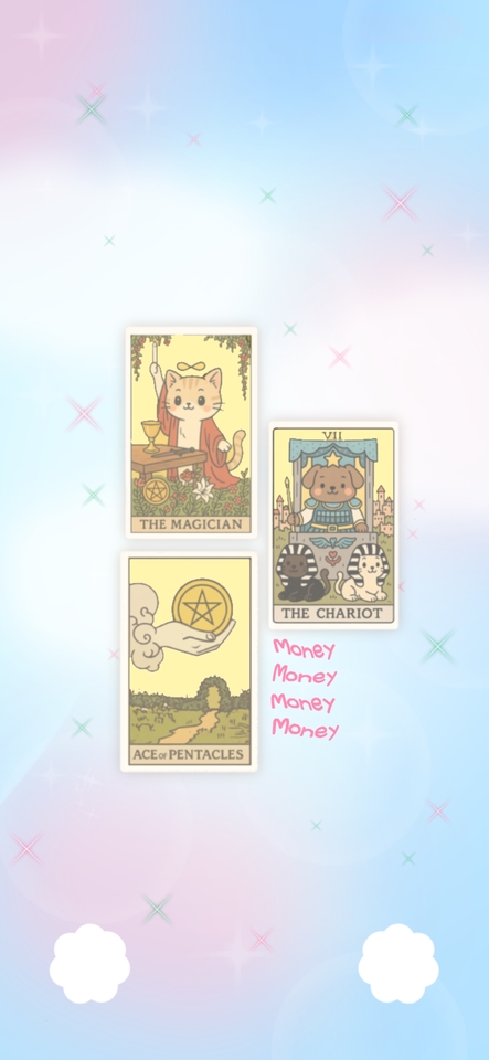 ออกแบบ canva ทำสไลด์น่ารักๆ พร้อมภาพการ์ตูนแมวและหมาบนการ์ดทาโรต์