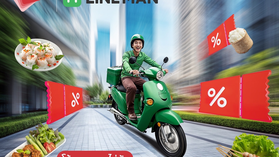 KTCxLINEMAN โดยใช้ AI ในการสร้างนายแบบให้ตรงกับกลุ่มเป้าหมาย พร้อมรีทัชเพื่อให้ได้ KV ที่ดึงดูดสายตา