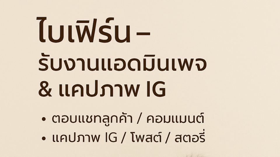 รับงานแอดมินเพจดูแลร้านค้าออนไลน์ ตอบแชท IG