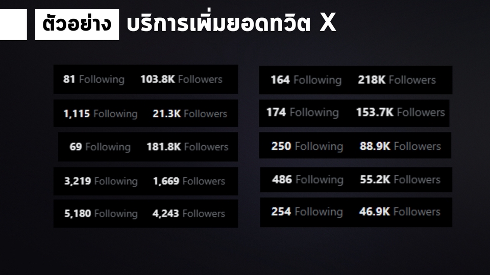 บริการเพิ่มยอดทวิต เพิ่มไลค์ วิว ยอดติดตาม ทวิตเตอร์ X เพิ่มแชร์ เพิ่มใจ เพิ่มการมองเห็น การเข้าถึง