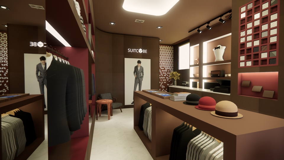 ออกแบบตกแต่งภายในร้านค้าหรู ตกแต่งร้านเสื้อผ้าชาย