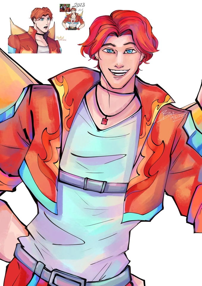 วาดแฟนอาร์ตการ์ตูนชายผมแดงสไตล์เกาหลี