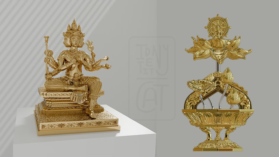 ออกแบบพระพุทธรูป พานพุ่ม 3D โมเดล