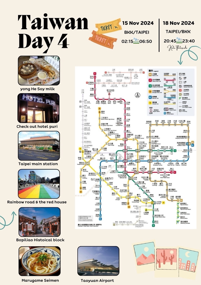 ออกแบบ canva แผนเที่ยวไต้หวัน 4 วัน