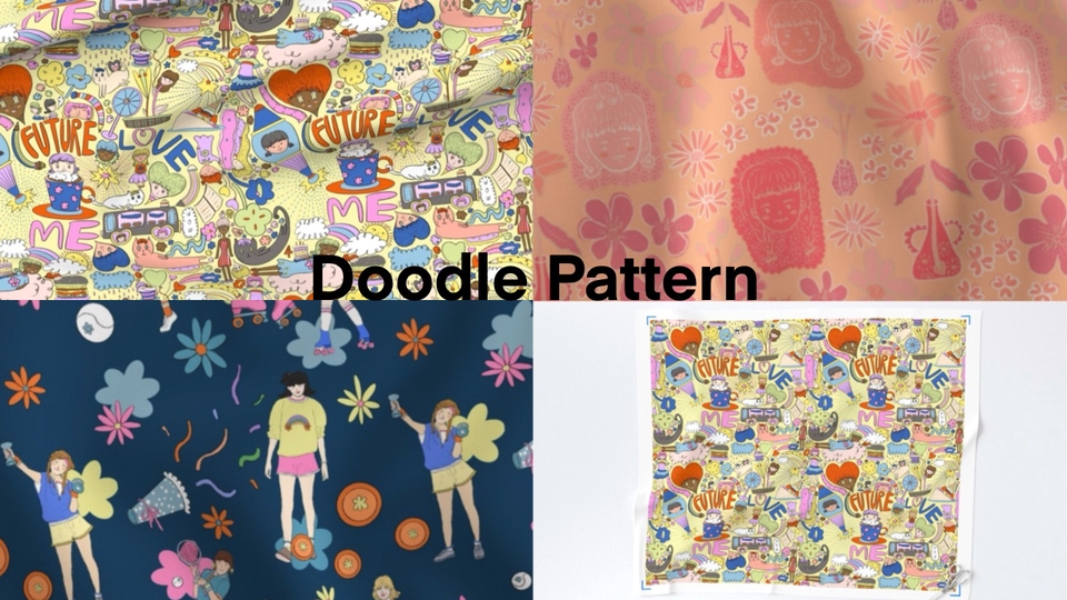 ออกแบบลายผ้า - ออกแบบลาย (Seamless)/ Repeat Pattern Design แนวเรียบง่าย ดอกไม้ ตัวอักษร Modren / Organic Style - 7