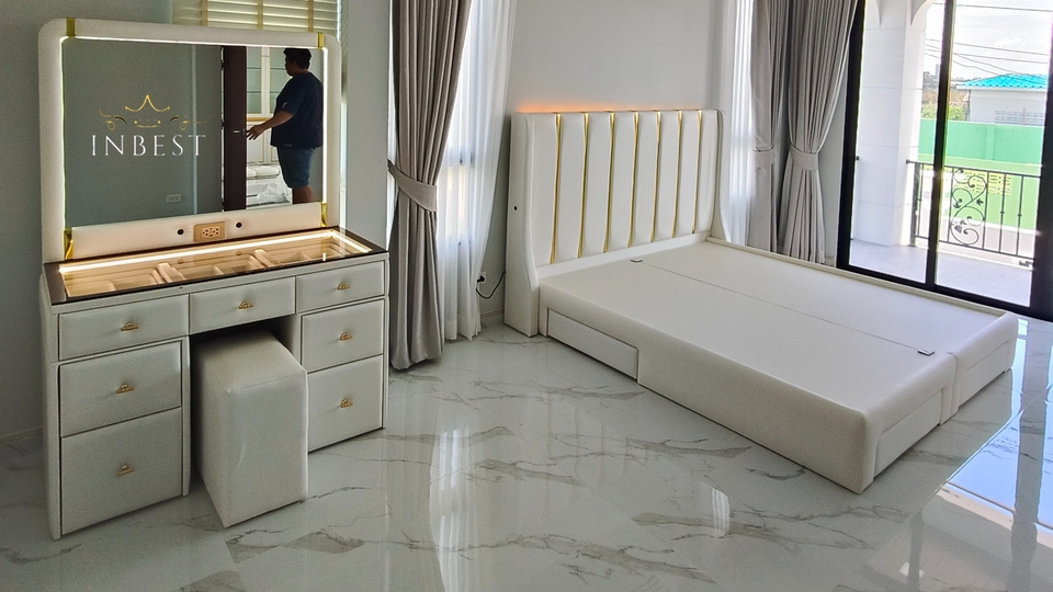 ผลิตเฟอร์นิเจอร์ - รับผลิตโต๊ะเครื่องแป้ง สามารถสั่งทำตามขนาดได้ เลือกสีเลือกวัสดุหุ้มได้ - 8