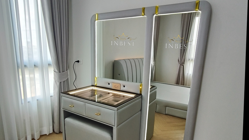 ผลิตเฟอร์นิเจอร์ - รับผลิตโต๊ะเครื่องแป้ง สามารถสั่งทำตามขนาดได้ เลือกสีเลือกวัสดุหุ้มได้ - 7