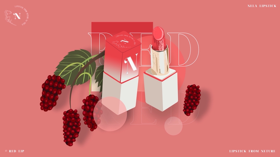 รับทำโมชั่นกราฟิกสินค้าเครื่องสำอางสีแดง