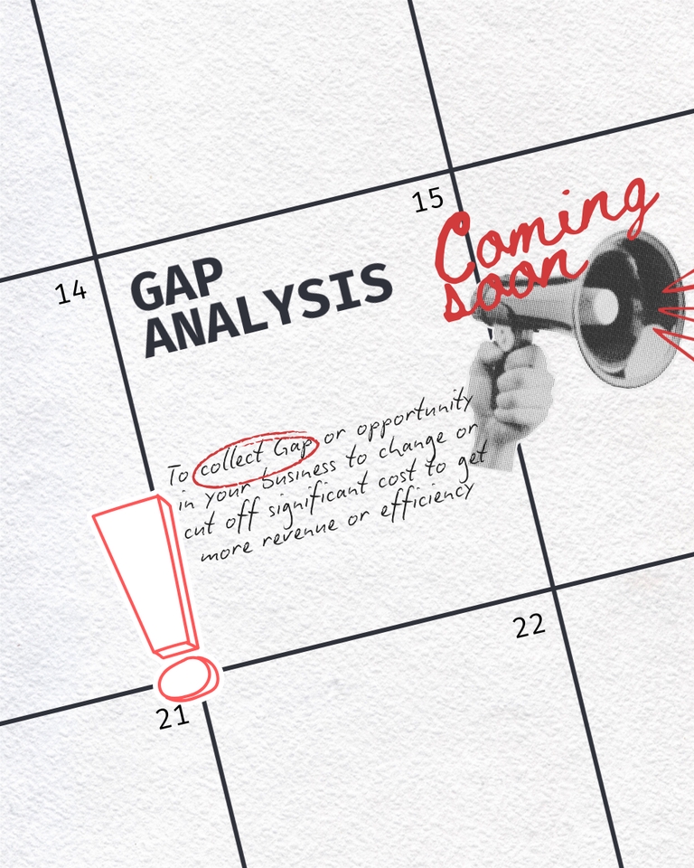 รับทำ Data Engineering พร้อม Gap Analysis: ปฏิทินโชว์ GAP ANALYSIS และคำว่า "Coming Soon" พร้อมรูปขยายเสียงเตือน Data pipeline และจัดการข้อมูล. บริการ Data management และ วิเคราะห์ข้อมูลเพื่อประสิทธิภาพ.