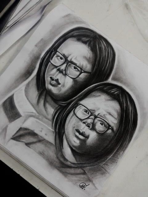 รับวาดภาพเหมือน ดินสอ  ภาพเหมือนคู่  ภาพวาดบุคคล