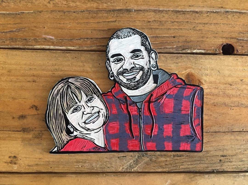 อื่นๆ - งานแกะรูปหน้าคนเป็นแม่เหล็กติดตู้เย็น / Linocut Magnet - 20