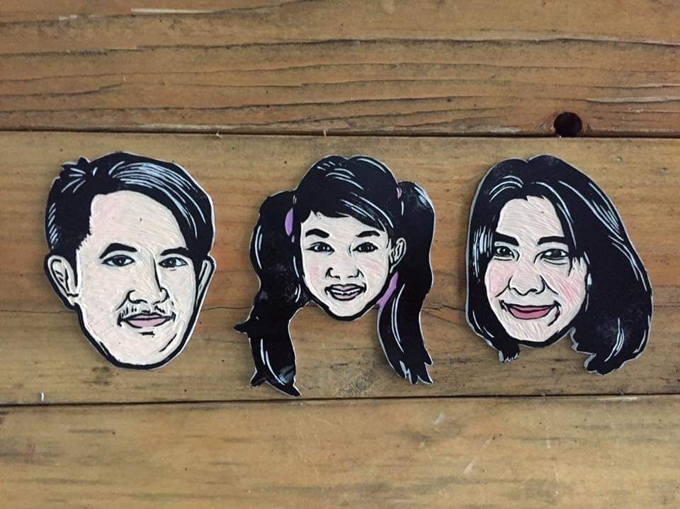 อื่นๆ - งานแกะรูปหน้าคนเป็นแม่เหล็กติดตู้เย็น / Linocut Magnet - 5