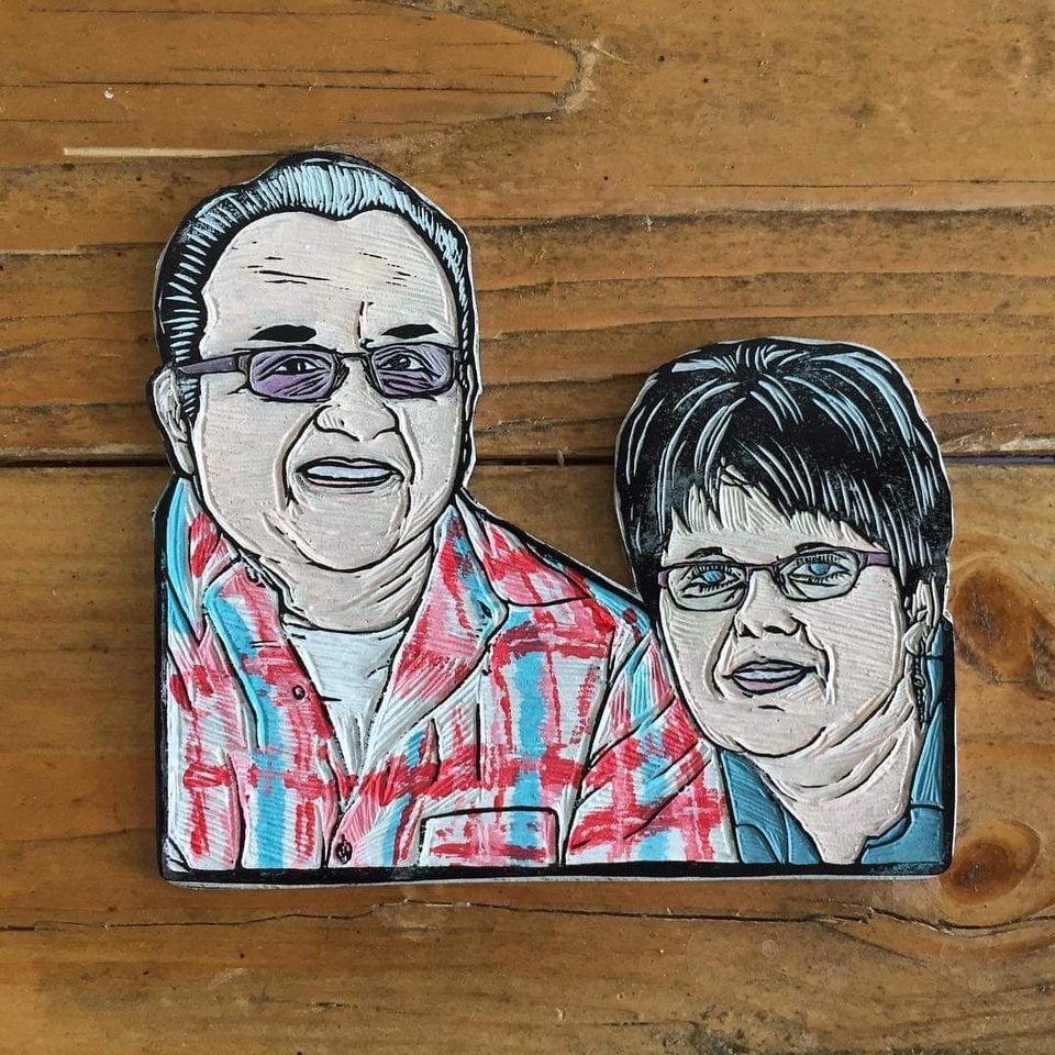 อื่นๆ - งานแกะรูปหน้าคนเป็นแม่เหล็กติดตู้เย็น / Linocut Magnet - 16