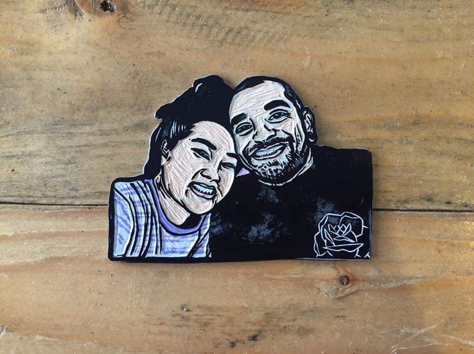 อื่นๆ - งานแกะรูปหน้าคนเป็นแม่เหล็กติดตู้เย็น / Linocut Magnet - 8