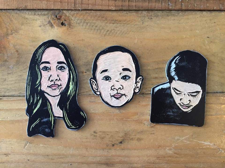 อื่นๆ - งานแกะรูปหน้าคนเป็นแม่เหล็กติดตู้เย็น / Linocut Magnet - 7