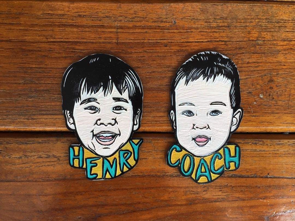 อื่นๆ - งานแกะรูปหน้าคนเป็นแม่เหล็กติดตู้เย็น / Linocut Magnet - 29