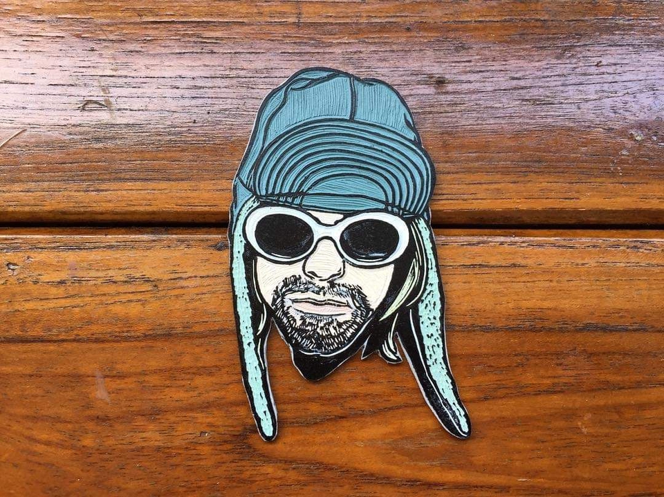 อื่นๆ - งานแกะรูปหน้าคนเป็นแม่เหล็กติดตู้เย็น / Linocut Magnet - 28