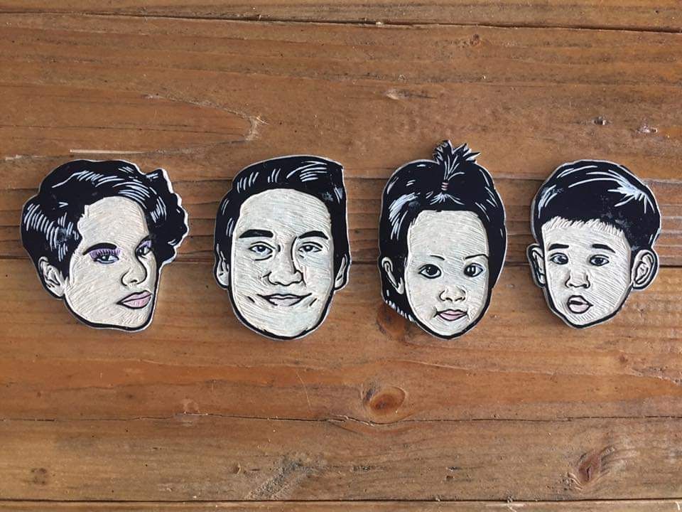 อื่นๆ - งานแกะรูปหน้าคนเป็นแม่เหล็กติดตู้เย็น / Linocut Magnet - 3