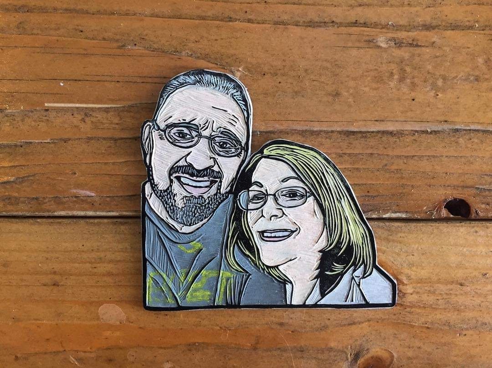 อื่นๆ - งานแกะรูปหน้าคนเป็นแม่เหล็กติดตู้เย็น / Linocut Magnet - 17