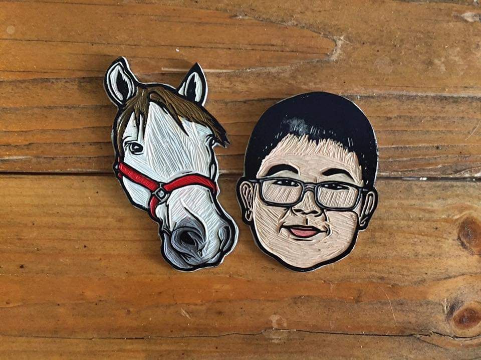 อื่นๆ - งานแกะรูปหน้าคนเป็นแม่เหล็กติดตู้เย็น / Linocut Magnet - 12