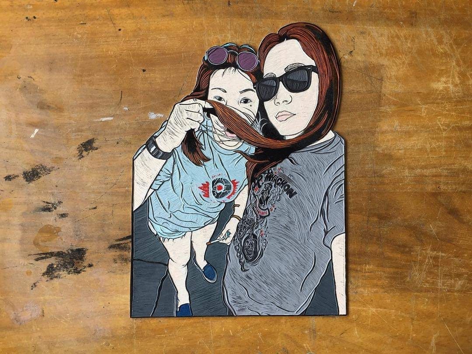 อื่นๆ - งานแกะรูปหน้าคนเป็นแม่เหล็กติดตู้เย็น / Linocut Magnet - 31