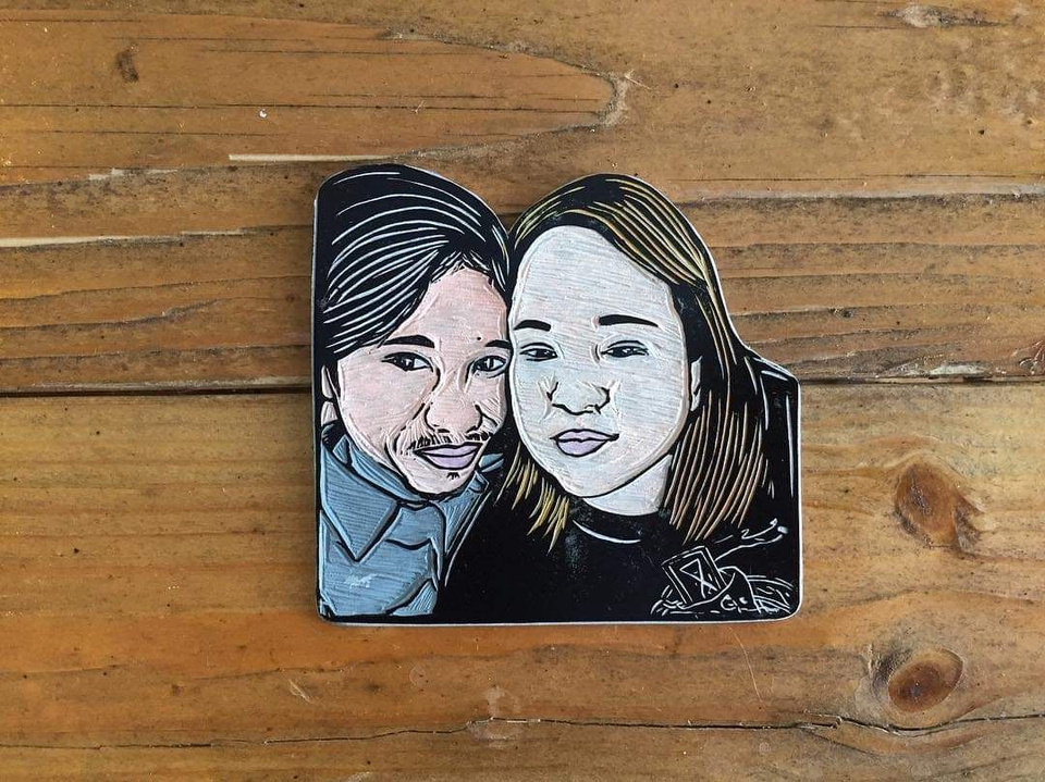 อื่นๆ - งานแกะรูปหน้าคนเป็นแม่เหล็กติดตู้เย็น / Linocut Magnet - 22