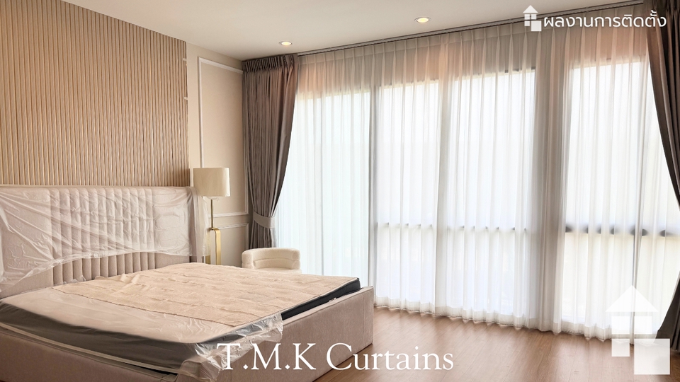 ม่านจีบ ผ้าblackout
ผ้าโปร่งมีลาย
ห้องนอนม่านเทา
หน้างาน บ้านกลางเมือง