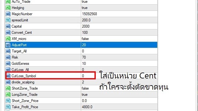 การเซ็ตค่าระบบเทรดทองคำ