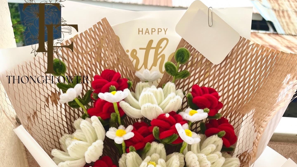 รับทำช่อดอกไม้จากลวดกำมะหยี่ สามารถกำหนดงบได้ค่ะ