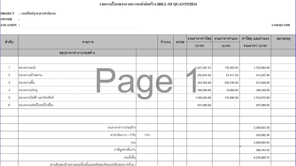 งานปรับปรุงอาคารสำนักงาน