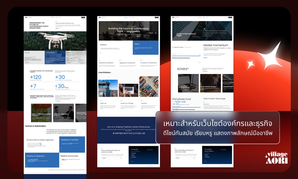 ภาพตัวอย่างการออกแบบเว็บไซต์ทันสมัย เรียบง่าย เหมาะสำหรับเว็บไซต์องค์กรและธุรกิจ แสดงความมืออาชีพ