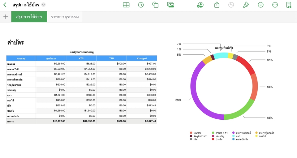 วางแผนการเงิน - รายงานสรุปค่าใช้จ่าย - 2