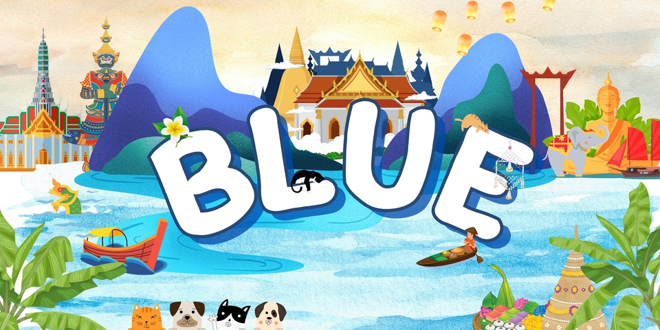 ออกแบบแบนเนอร์เว็บไซต์สวย ธีมประเทศไทย สัตว์เลี้ยงน่ารัก