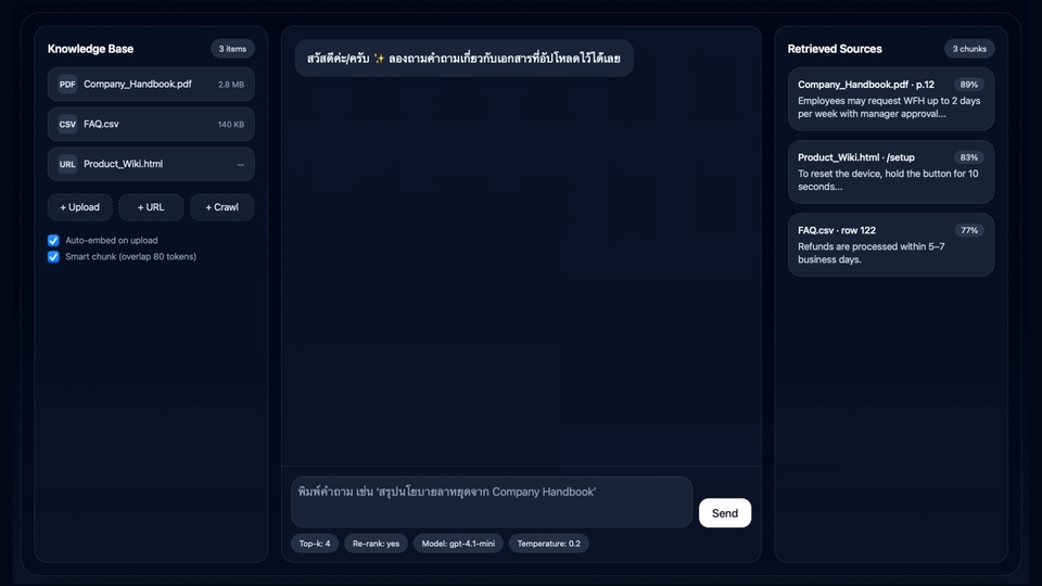 AI Assistant ตอบคำถามจากเอกสารทันที ด้วย RAG + LLM