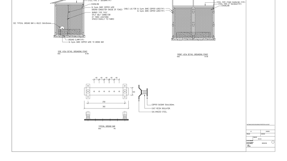 แบบรายละเอียดวิธีการติดตั้งสายติดของรั้วตู้ไฟฟ้านอกอาคาร