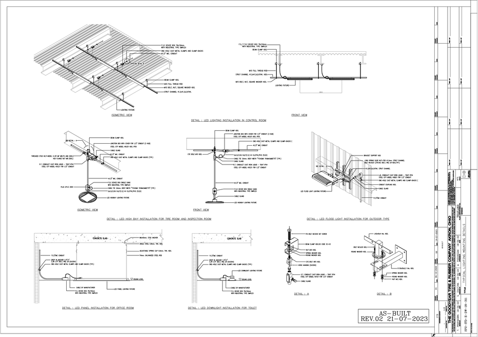 แบบแปลนรายละเอียดการติดตั้งโคมไฟฟ้าชนิดต่างๆ