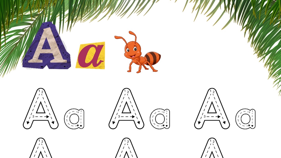 ใบงานฝึกเขียนตัวอักษร A