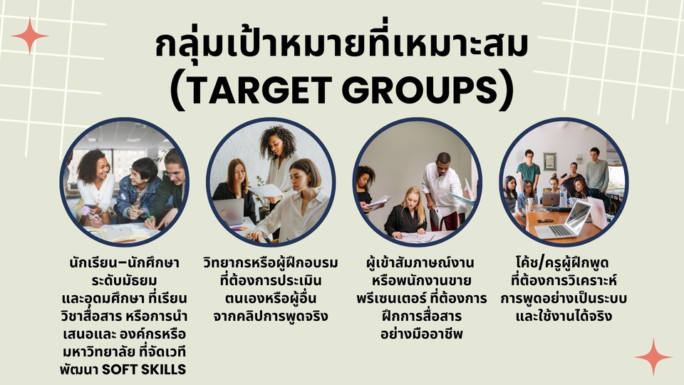 พัฒนาตนเอง - รับทำรายงานประเมินศักยภาพการพูดในที่สาธารณะด้วย S.P.E.A.K. Assessment Model โดย SPEAK SPARK - 8
