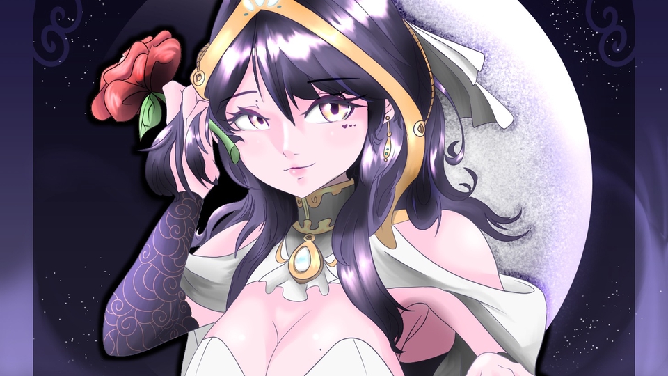 Moon Puru in White for Wedding theme at Vgen Monthly Challenges